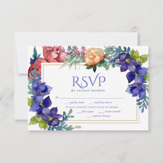 Cartão RSVP Confirmação de Casamento | Felicidade Aquarela Flo