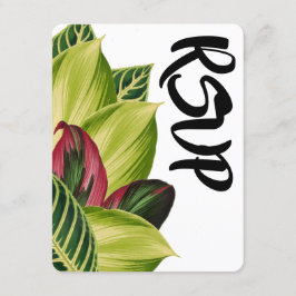 Cartão RSVP Confirmação de Casamento Folhas Tropicais