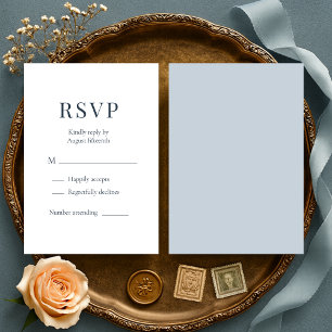 Cartão RSVP Confirmação de Casamento Minimalista Azul Costeira