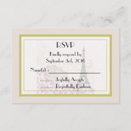 Cartão RSVP Confirmação de Casamento na Torre Eiffel Vintage