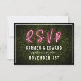 Cartão RSVP Confirmação de Casamento Neon Boxwood