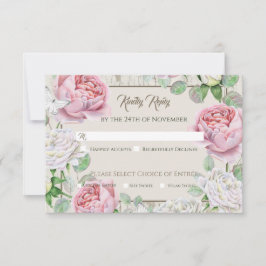 Cartão RSVP Confirmação de Casamento no Jardim de Rosas Rosa