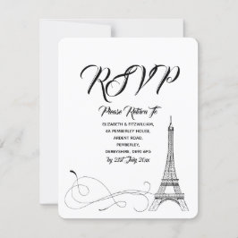 Cartão RSVP Confirmação de Casamento Parisiense Rabiscos