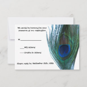 Cartão RSVP Confirmação de Casamento Pavão Elegante