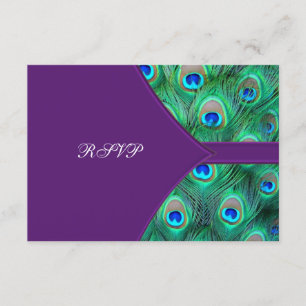 Cartão RSVP Confirmação de casamento Plum Purple Peacock