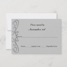 Cartão RSVP Confirmação de Casamento Redemoinhos de Prata ou C