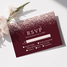 Cartão RSVP Confirmação de Casamento Rosa Dourado com Confete 