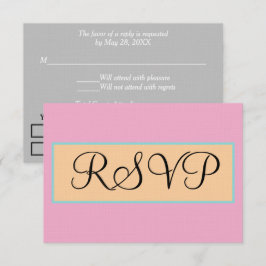 Cartão RSVP Confirmação de Casamento Rosa Prata Azul Praia Are
