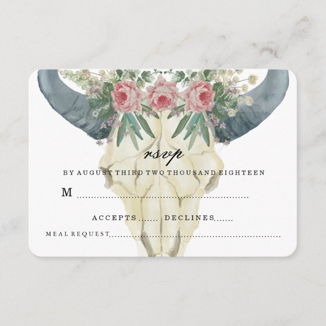 CARTÃO RSVP CONFIRMAÇÃO DE CASAMENTO ROSAS BOÉMIAS (Frente)