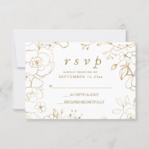 Confirmação de Casamento Simples Floral Dourada