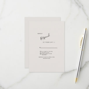 Cartão RSVP Confirmação de Casamento Simples Moderna Bege Neut