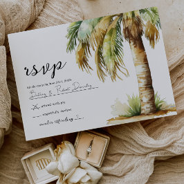 Cartão RSVP Confirmação de Casamento Tropical em Aquarela na P
