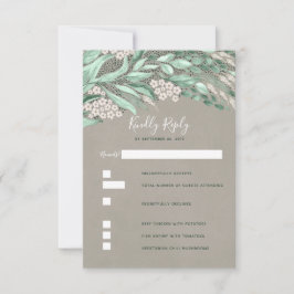 Cartão RSVP Confirmação de Casamento Verde