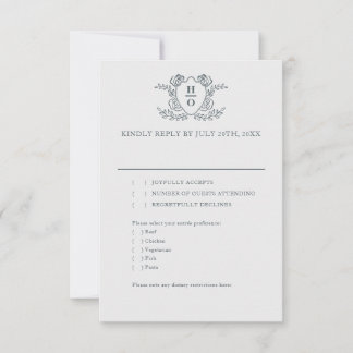 Cartão RSVP Confirmação de Casamento Vintage Crest Regency