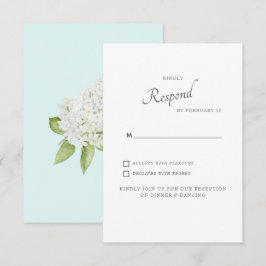 Cartão RSVP Confirmação de Casamento White Hydrangea Seafoam