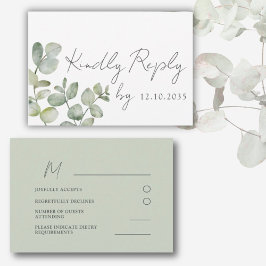 Cartão RSVP Confirmação de Presença Casamento Boho Verde Sage