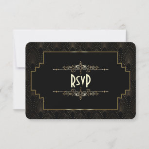 Cartão RSVP Confirmação de Presença Casamento Estilo Gatsby Ar
