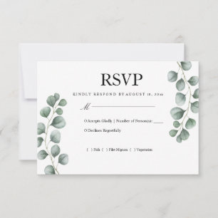 Cartão RSVP Confirmação de Presença Casamento Eucalipto Verde