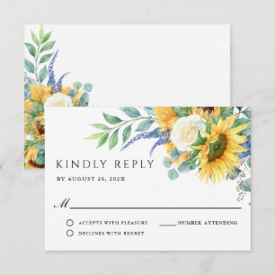 Cartão RSVP Confirmação de Presença Casamento Girassóis Boho R