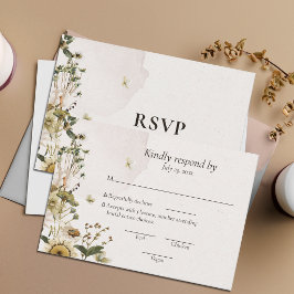 Cartão RSVP Confirmação de Presença Conto de Fadas Flores Seca