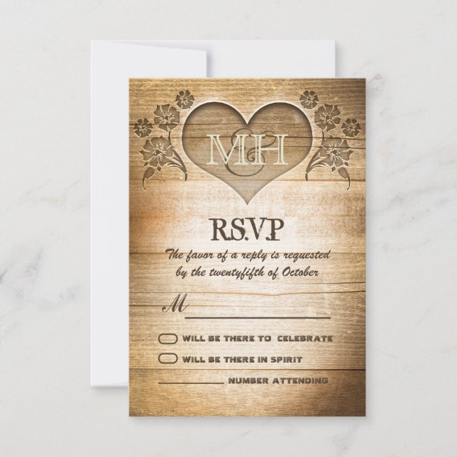 Cartão RSVP confirmação de presença em casamento rústico de ma (Frente)
