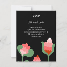 Cartão RSVP Confirmação de Presença no Casamento Floral Flor S