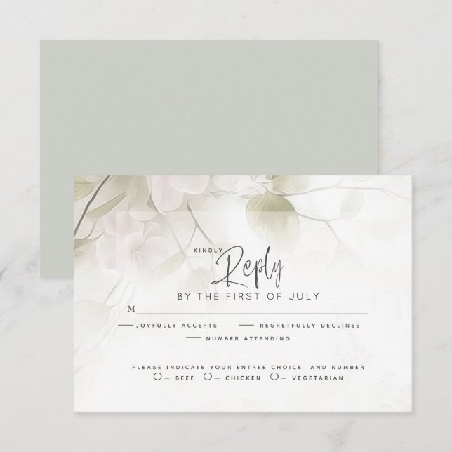 Cartão RSVP Confirmação de Presença no Casamento | Flores de P (Frente/Verso)