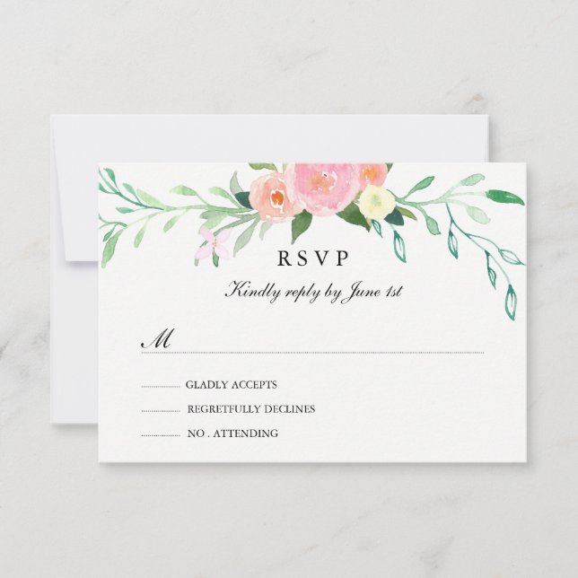 Cartão RSVP Confirmação de Presença para Casamento Aquarela de (Frente)
