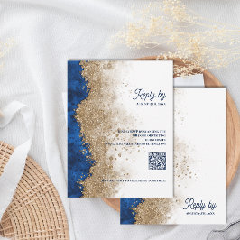 Cartão RSVP Confirmação de Presença para Casamento Azul Real e