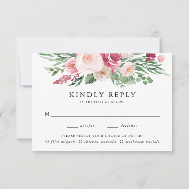 Cartão RSVP Confirmação de Presença para Casamento Boho Blush  (Frente)