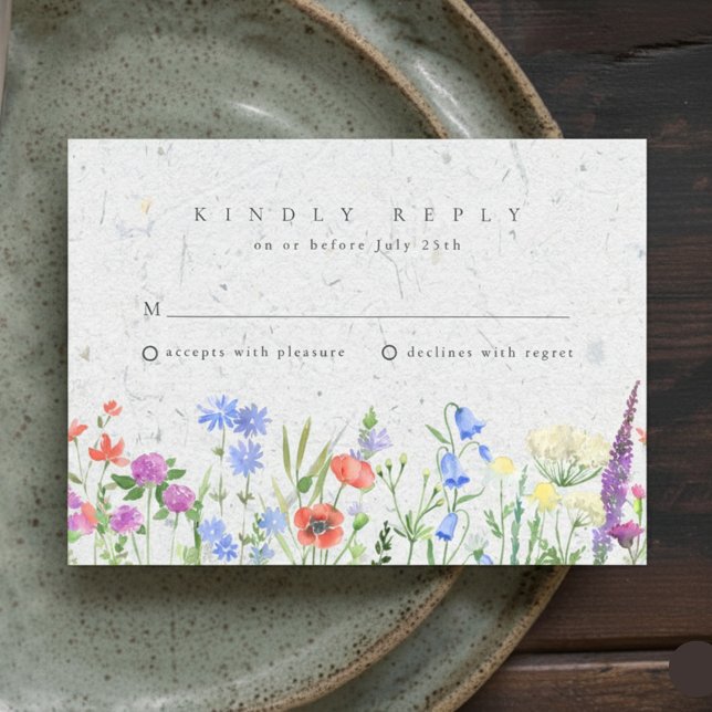 Cartão RSVP Confirmação de Presença para Casamento Boho Jardim (Wildflower Boho Garden Wedding RSVP)