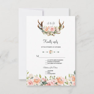 Cartão RSVP Confirmação de Presença para Casamento Charm Pink