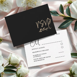 Cartão RSVP Confirmação de Presença para Casamento Chic Preto
