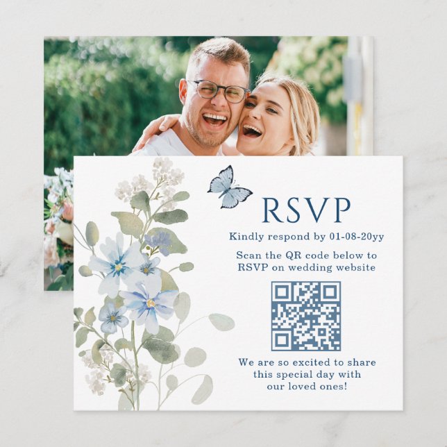 Cartão RSVP Confirmação de Presença para Casamento com Código  (Frente/Verso)