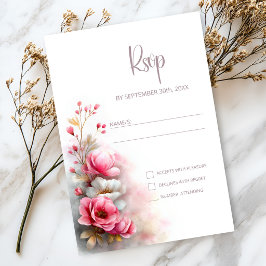 Cartão RSVP Confirmação de Presença para Casamento com Floral 