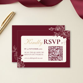 Cartão RSVP Confirmação de Presença para Casamento com Floral