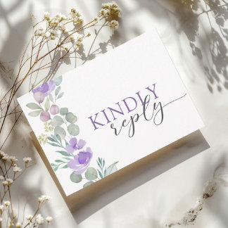 Cartão RSVP Confirmação de Presença para Casamento com Floral