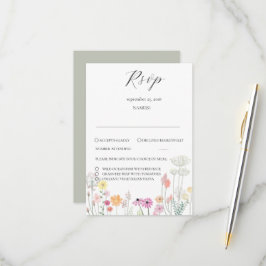 Cartão RSVP Confirmação de Presença para Casamento com Flores 