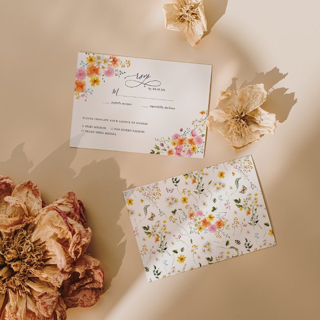 Cartão RSVP Confirmação de Presença para Casamento de Florais  (Criador carregado)