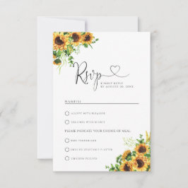 Cartão RSVP Confirmação de Presença para Casamento de Girassol