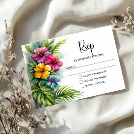 Cartão RSVP Confirmação de Presença para Casamento de Hibisco 