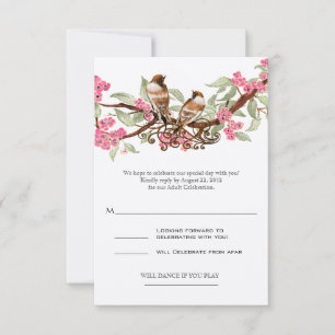 Cartão RSVP Confirmação de Presença para Casamento de Pássaros