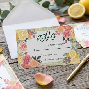 Cartão RSVP Confirmação de Presença para Casamento de Verão co