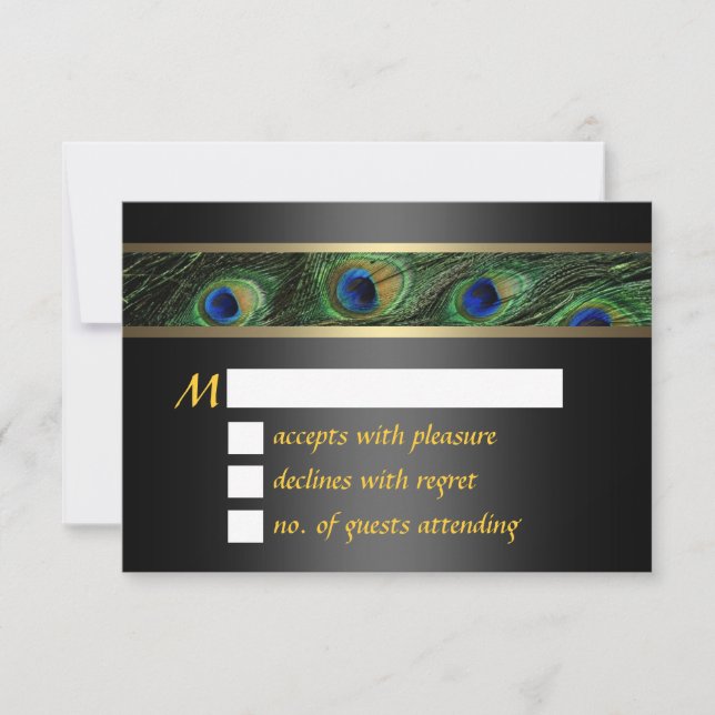 Cartão RSVP Confirmação de Presença para Casamento do Pavão (Frente)