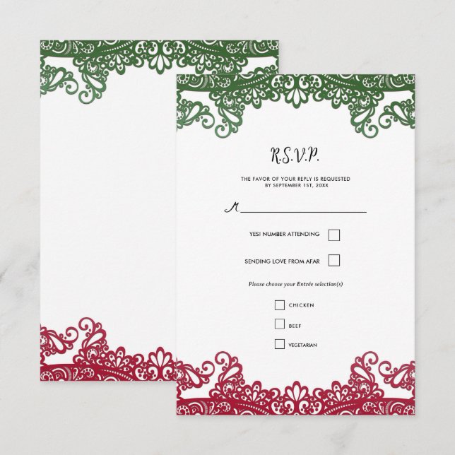 Cartão RSVP Confirmação de Presença para Casamento Elegante co (Frente/Verso)