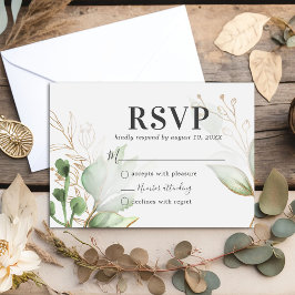 Cartão RSVP Confirmação de Presença para Casamento em Verde co