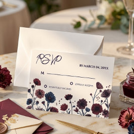 Cartão RSVP Confirmação de Presença para Casamento Floral Burg