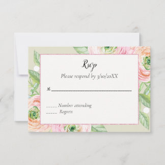 Cartão RSVP Confirmação de Presença para Casamento Floral em R