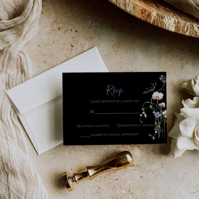 Cartão RSVP Confirmação de Presença para Casamento Floral Flor (Criador carregado)