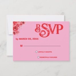 Cartão RSVP Confirmação de Presença para Casamento Floral Rosa